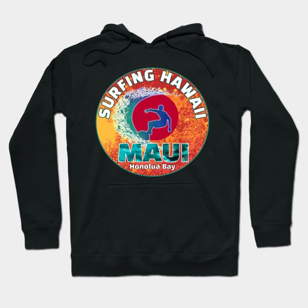 Surfing Hawaii MAUI Honolua Bay Hoodie by Ashley-Bee